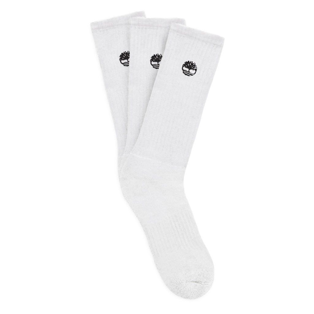Timberland Three Pair Sagamore Beach Socks For Men In White White, Size M