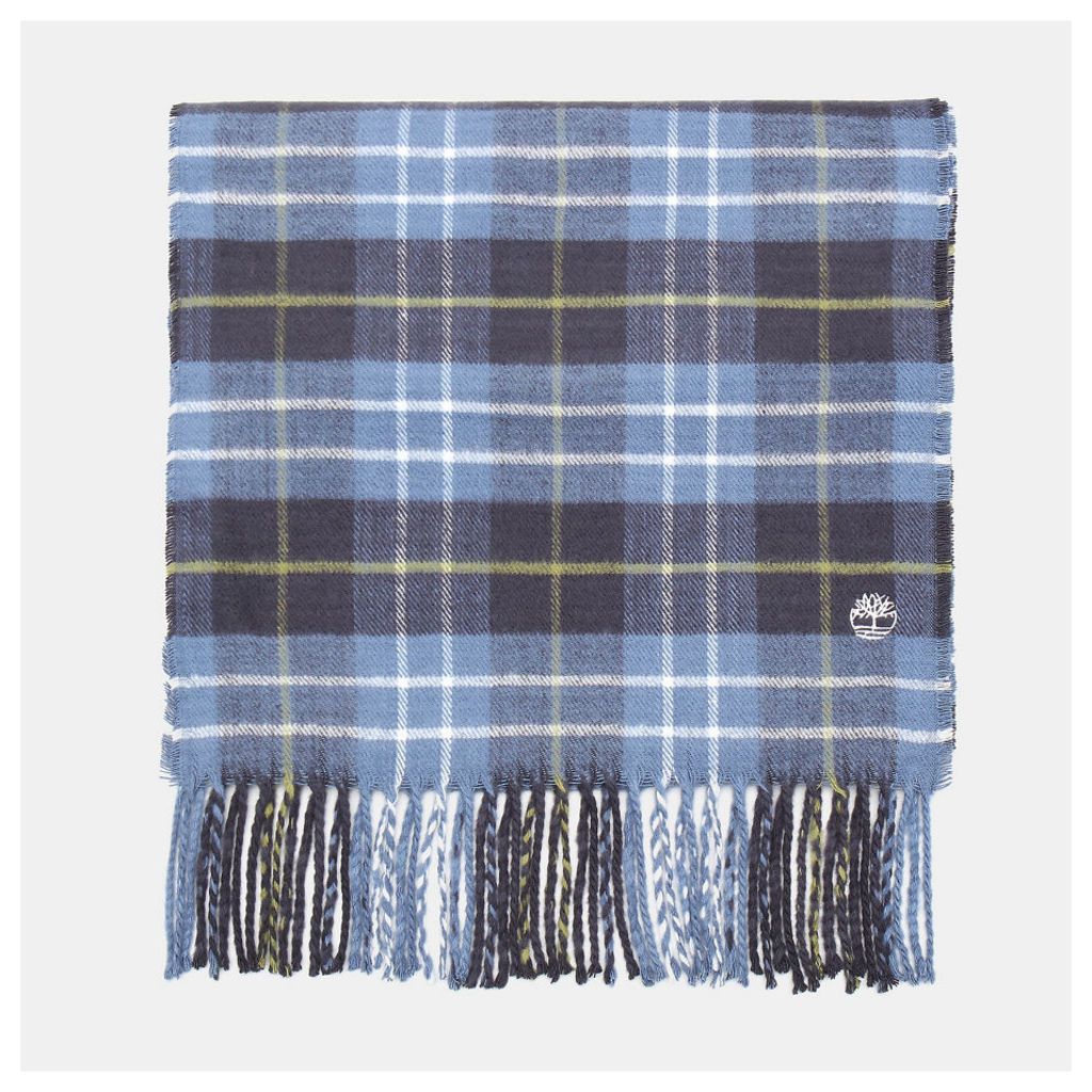 Timberland Plaid Scarf In Navy Navy Men, Size ONE