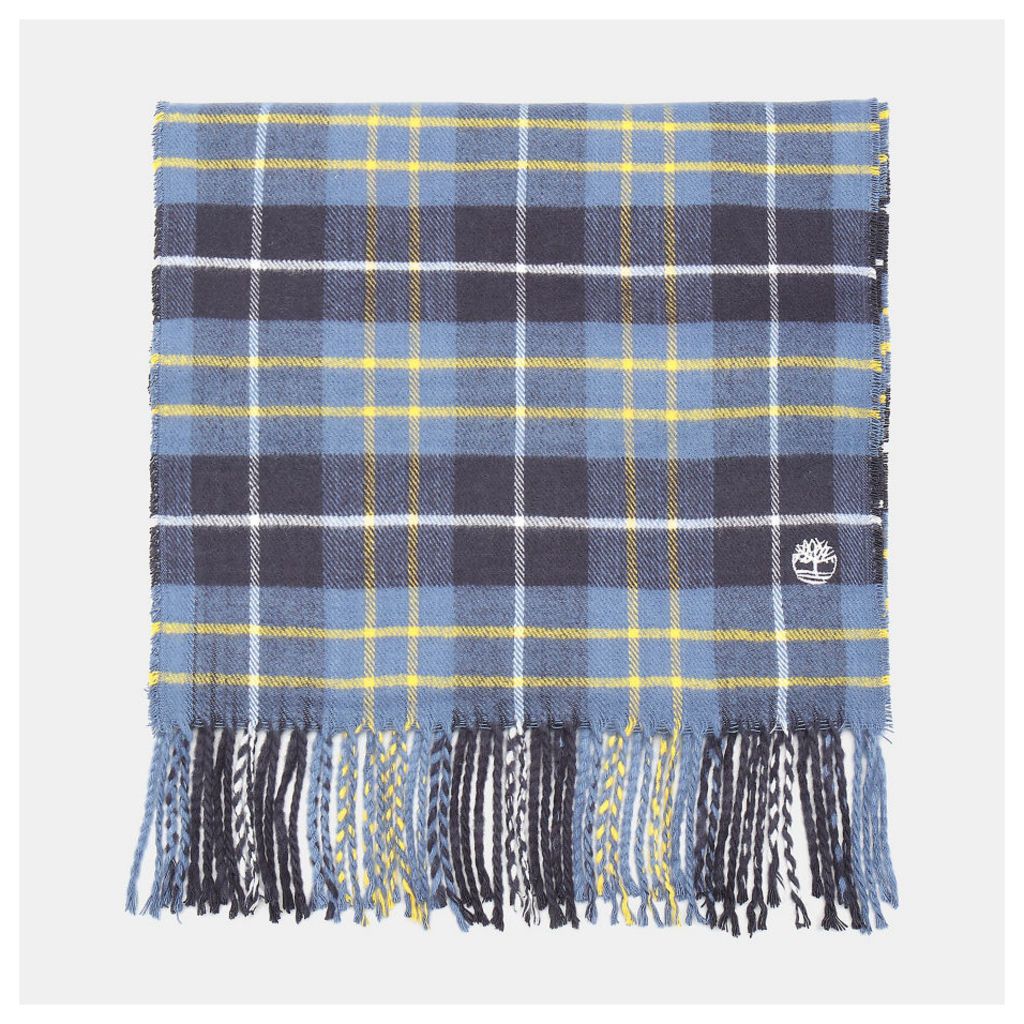 Timberland Plaid Scarf In Blue Blue Men, Size ONE