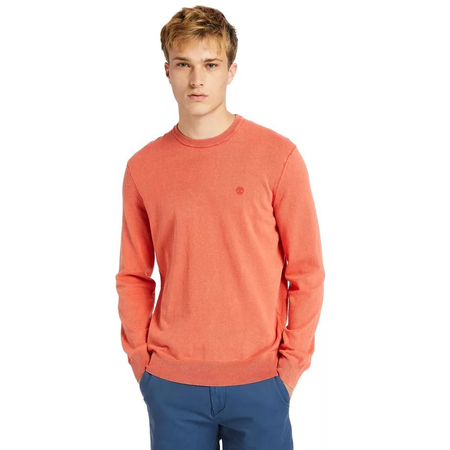 Garment-dyed Sweatshirt For Men In Coral Coral, Size L
