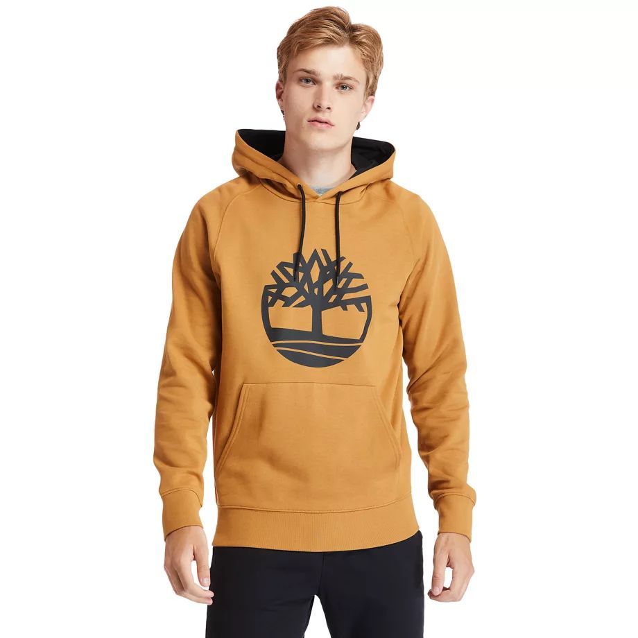 Men's Timberland® Heritage Logo Hoodie Sweatshirt In Dark Yellow Yellow, Size 3XL