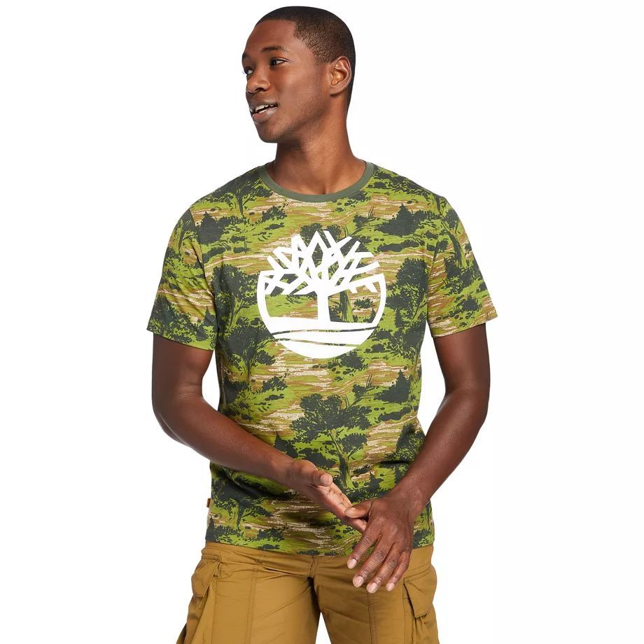 Field Trip Tree T-shirt For Men In Green Green, Size L