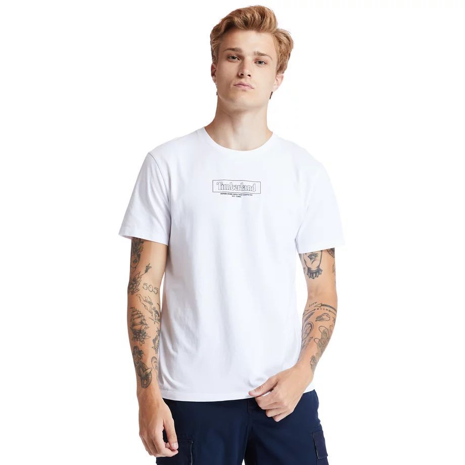 Kennebec River Organic Cotton Crew T-shirt For Men In White White, Size M