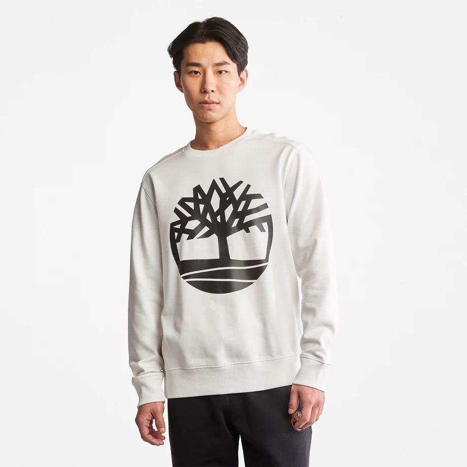 Core Tree Logo Sweatshirt For Men In White White, Size M