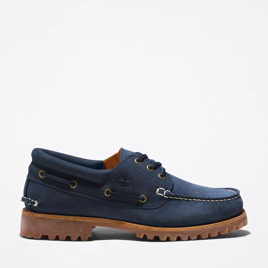 Timberland® 3-eye Lug Handsewn Boat Shoe For Men In Navy Navy, Size 5.5