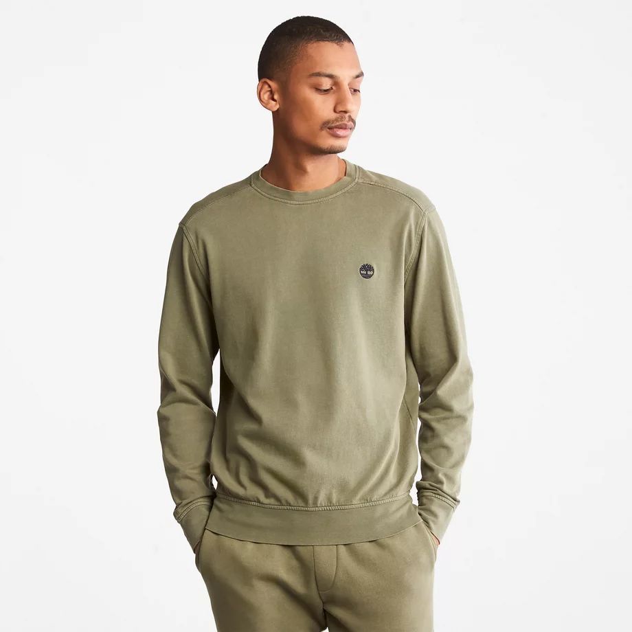Garment-dyed Sweatshirt For Men In Green Green, Size XL