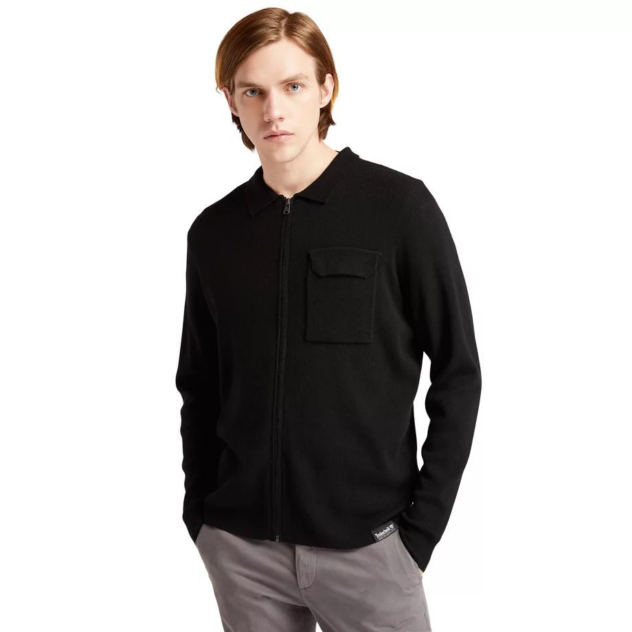 Full-zip Sweater For Men In Black Black, Size 3XL