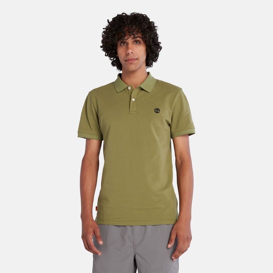 Millers River Pique Polo Shirt For Men In Dark Green Green, Size L