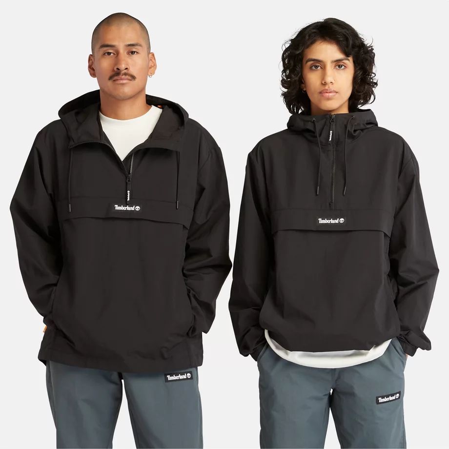 Half-zip Windbreaker Jacket For Men In Black Black, Size M