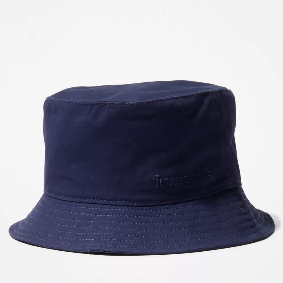 Peached Cotton Canvas Bucket Hat For Men In Navy Navy, Size SM
