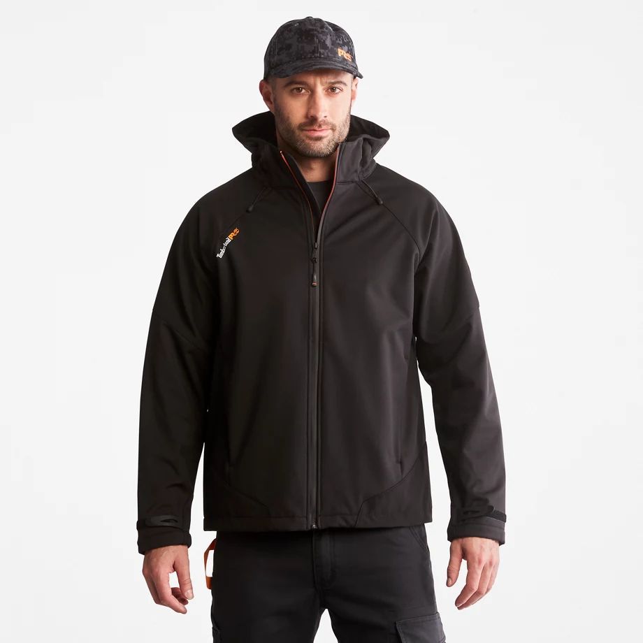Powerzip Hooded Softshell Jacket For Men In Black Black, Size 3XL