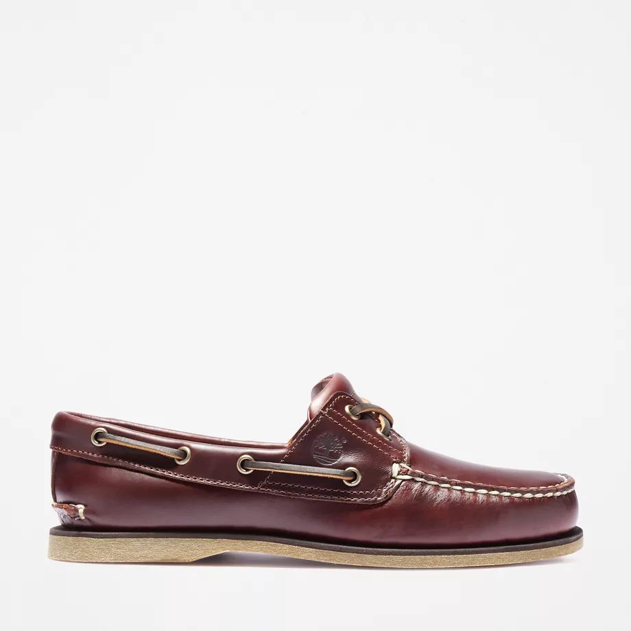 Classic Boat Shoe For Men In Burgundy Brown, Size 7.5