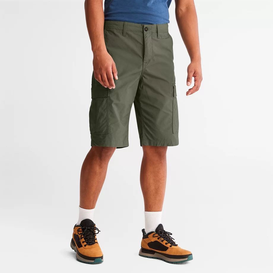 Poplin Cargo Shorts For Men In Dark Green Dark Green, Size 34