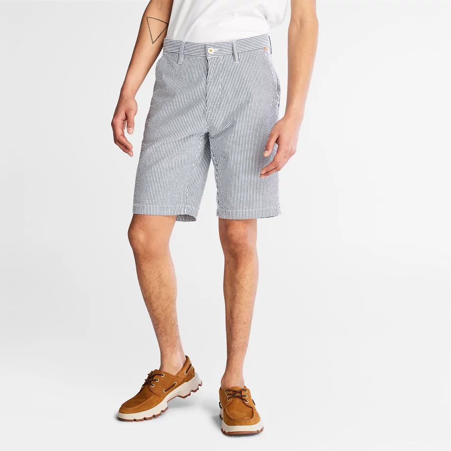 Seersucker Shorts For Men In Blue Blue, Size 30