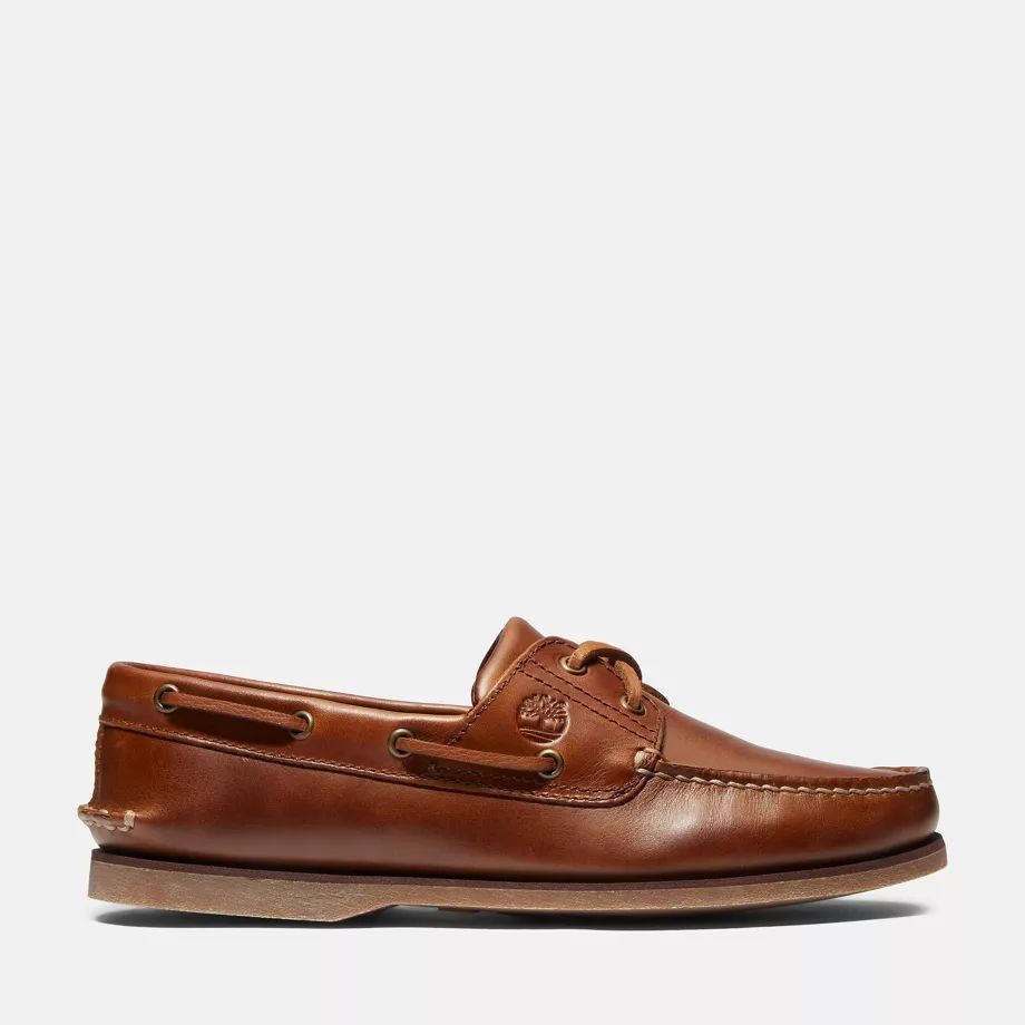 Classic Boat Shoe For Men In Brown Full Grain Light Brown, Size 11.5