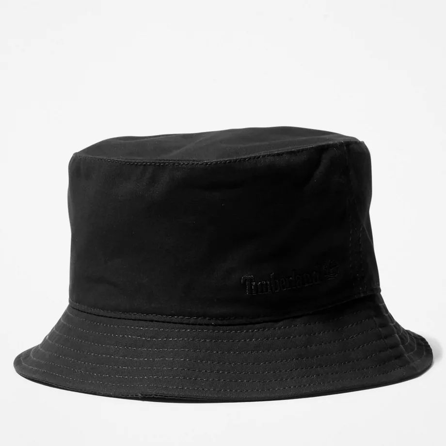 Peached Cotton Canvas Bucket Hat For Men In Black Black, Size LXL