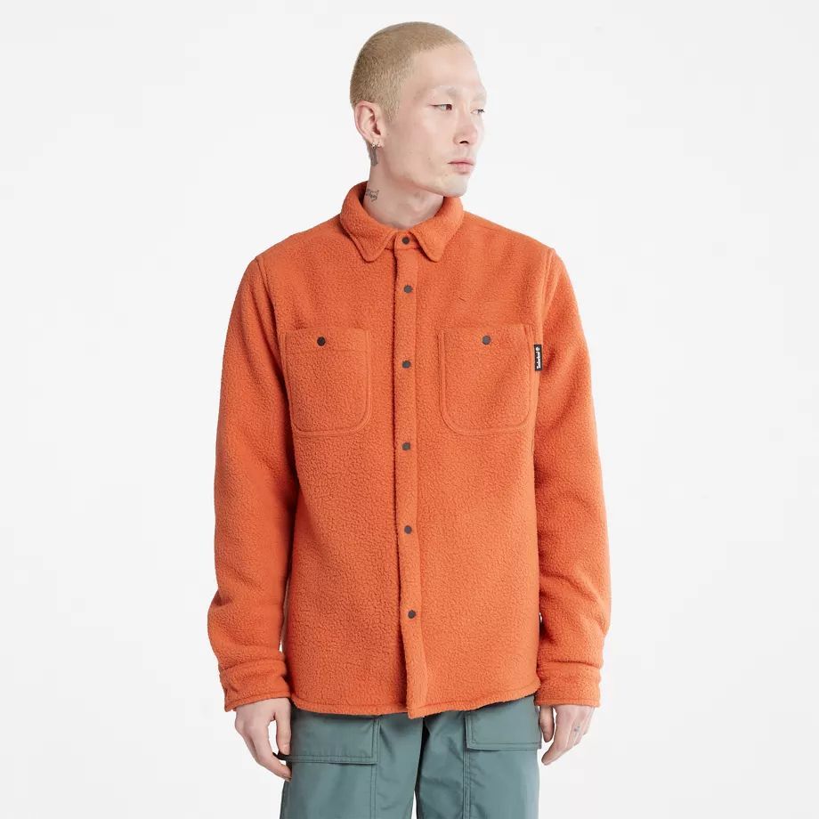 Progressive Utility Fleece-collar Overshirt For Men In Orange Orange, Size 3XL