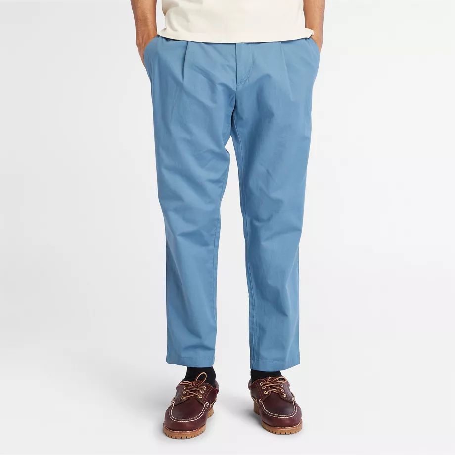 Lightweight Woven Trousers For Men In Blue Beige, Size 36x34