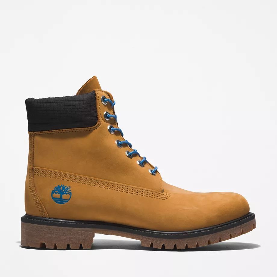 Premium 6 Inch Boot For Men In Yellow/blue Light Brown, Size 7.5