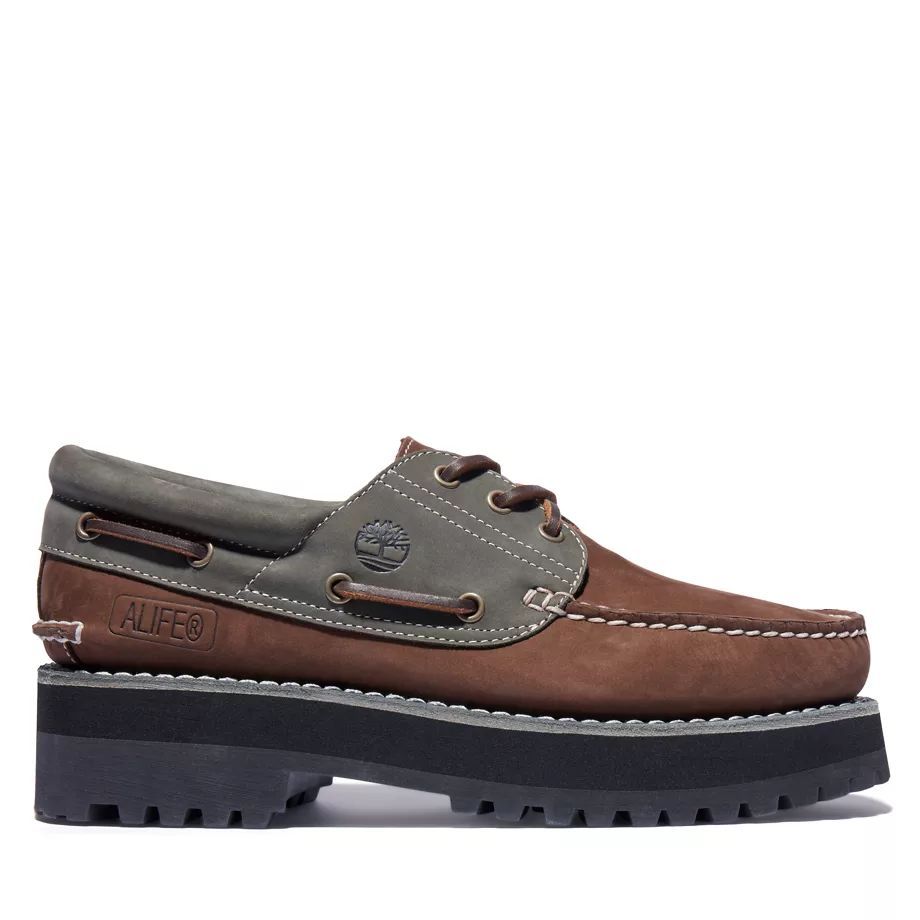 Alife X Timberland 3-eye Classic Lug Boat Shoe For Men In Brown Brown, Size 7