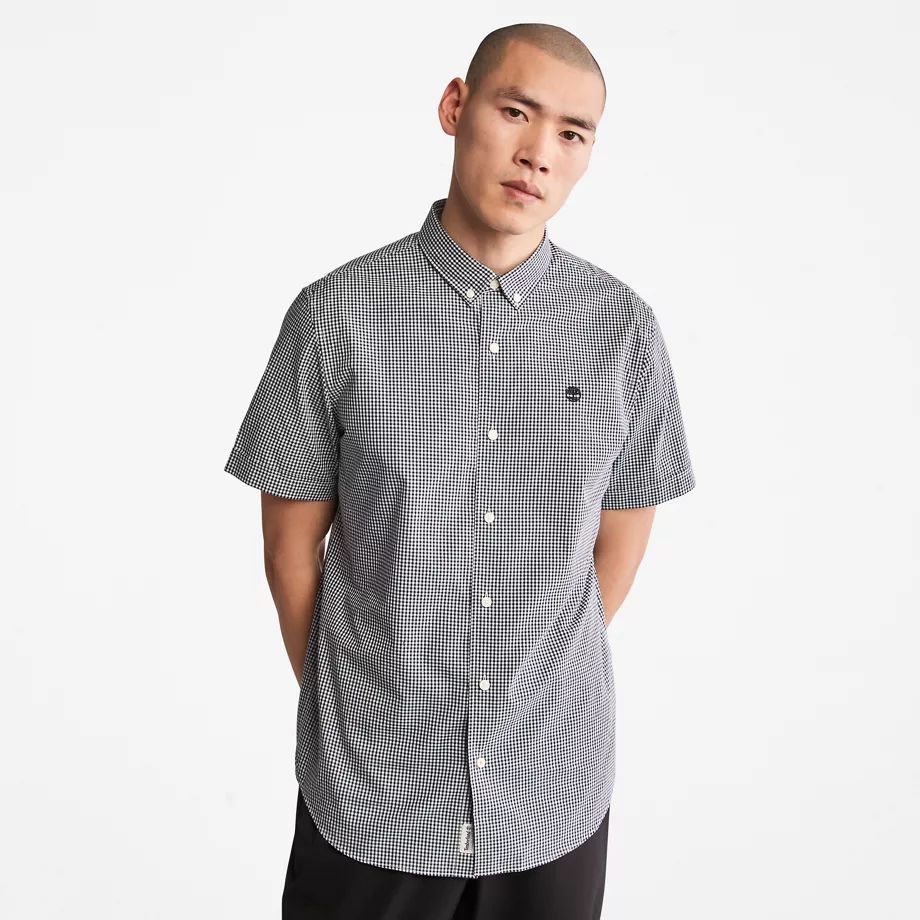 Suncook River Short-sleeve Poplin Shirt For Men In Navy Dark Blue, Size 3XL