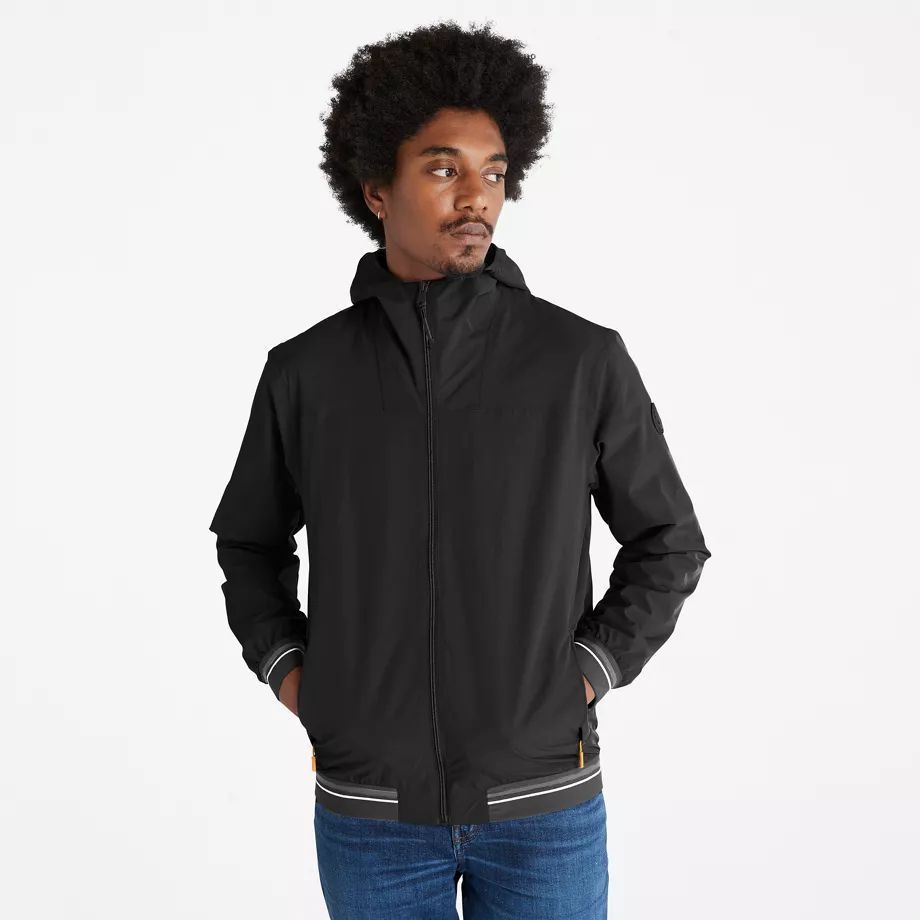 Coastal Cool Hooded Bomber Jacket For Men In Black Black, Size S