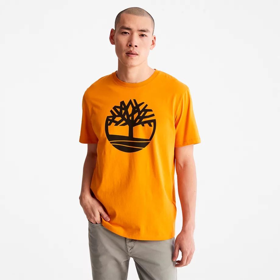 Kennebec River Tree Logo T-shirt For Men In Orange Orange, Size XL