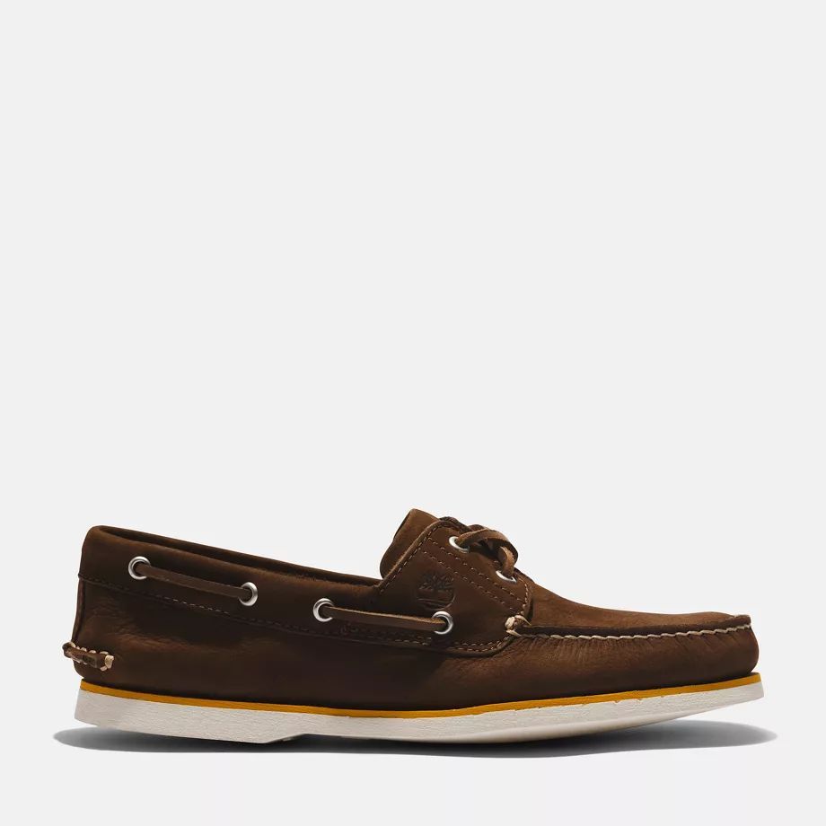 Classic Boat Shoe For Men In Dark Brown Nubuck Dark Brown, Size 9.5