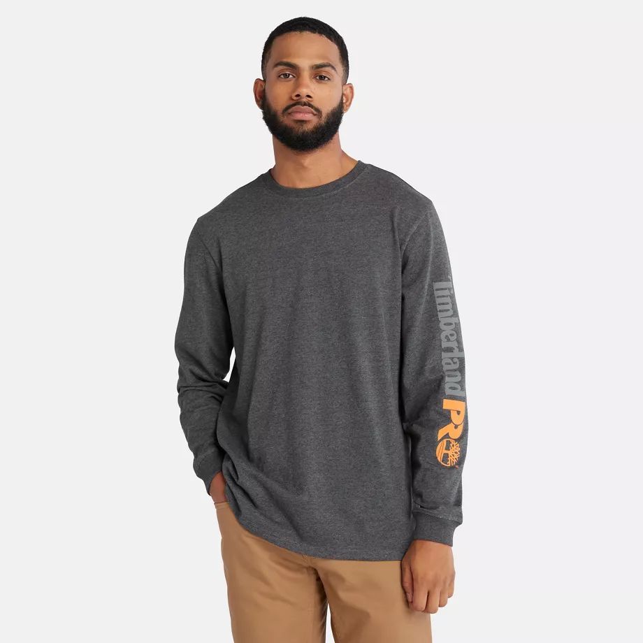 Pro Core Logo Ls T-shirt For Men In Grey Grey, Size S