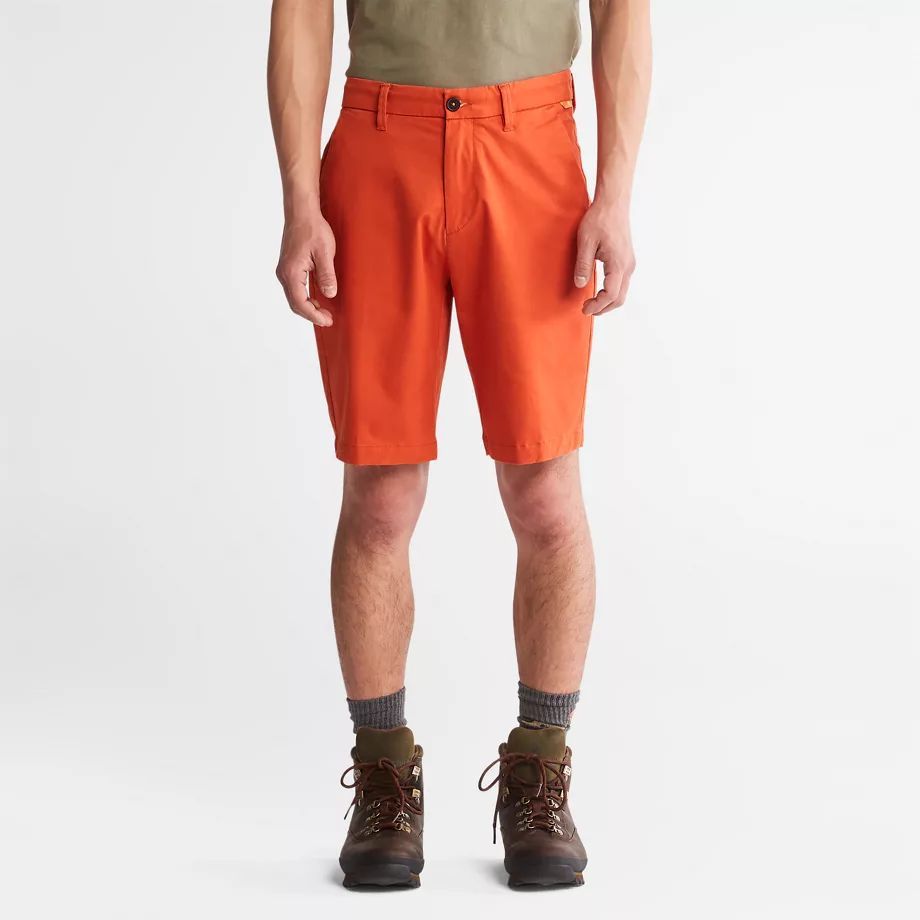 Squam Lake Stretch Chino Shorts For Men In Orange Orange, Size 31