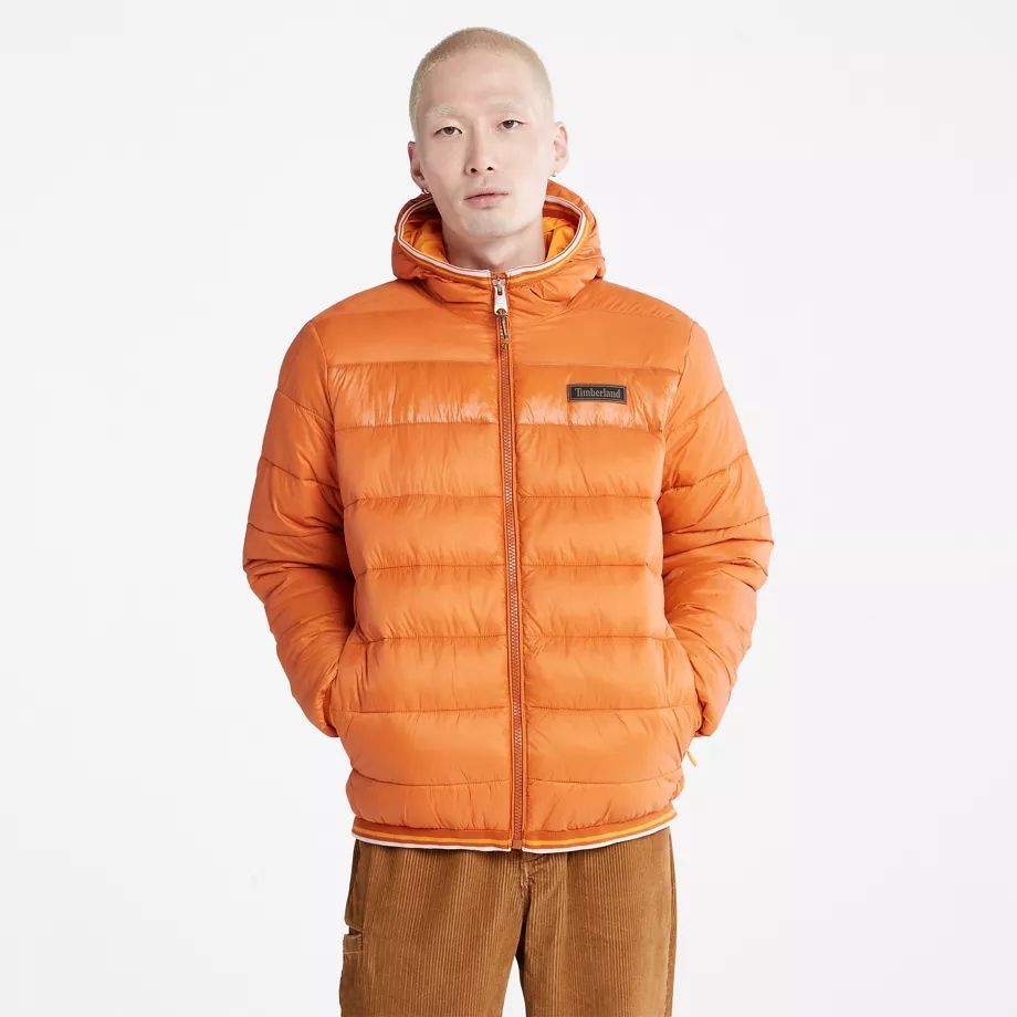 Garfield Midweight Hooded Puffer Jacket For Men In Orange Orange, Size M