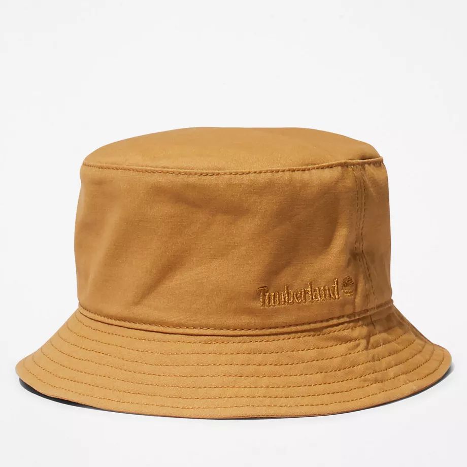 Peached Cotton Canvas Bucket Hat For Men In Yellow Yellow, Size SM