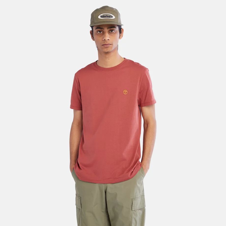 Dunstan River Slim-fit T-shirt For Men In Dark Brown Red, Size M