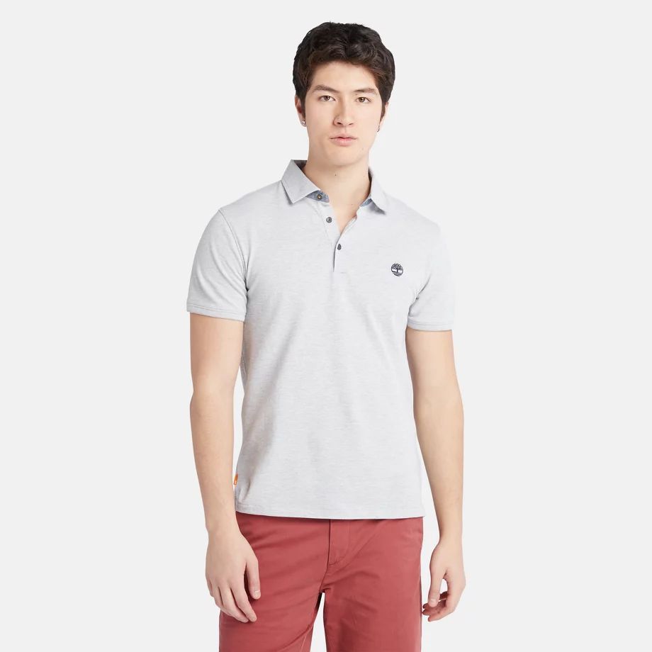 Baboosic Brook Slim-fit Oxford Polo For Men In Grey Grey, Size 3XL