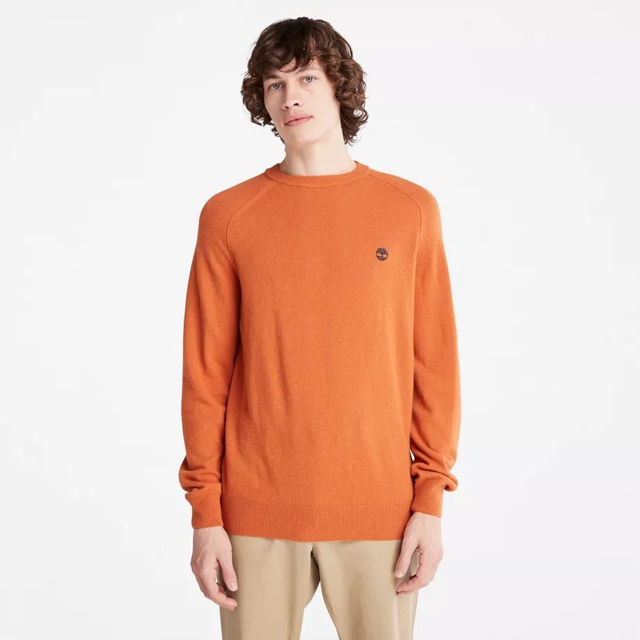 Crewneck Raglan Jumper For Men In Brown Orange, Size S