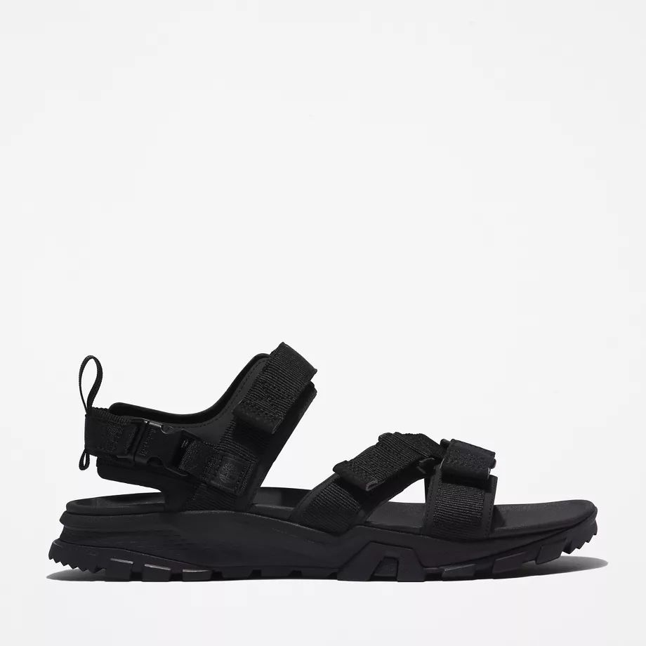 Garrison Trail Webbing-strap Sandal For Men In Black Black, Size 12.5