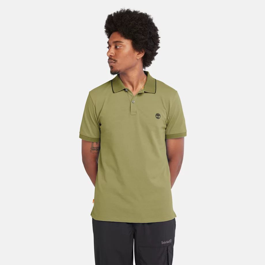 Millers River Pique Polo Shirt For Men In Green Green, Size XL