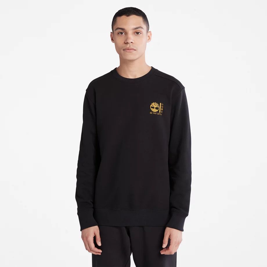 Photographic Crewneck Sweatshirt For Men In Black Black, Size L