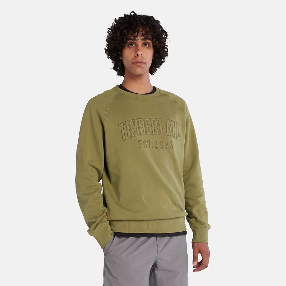 Modern Wash Logo Sweatshirt For Men In Green Green, Size XL