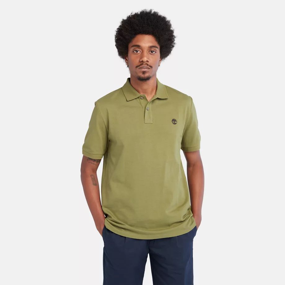 Millers River Pique Polo Shirt For Men In Dark Green Green, Size S