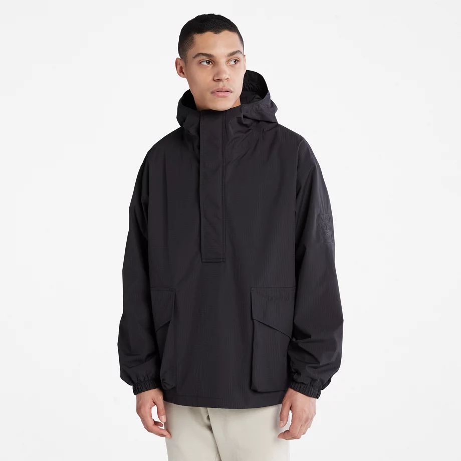 Stow-and-go Anorak Jacket For Men In Black Black, Size S