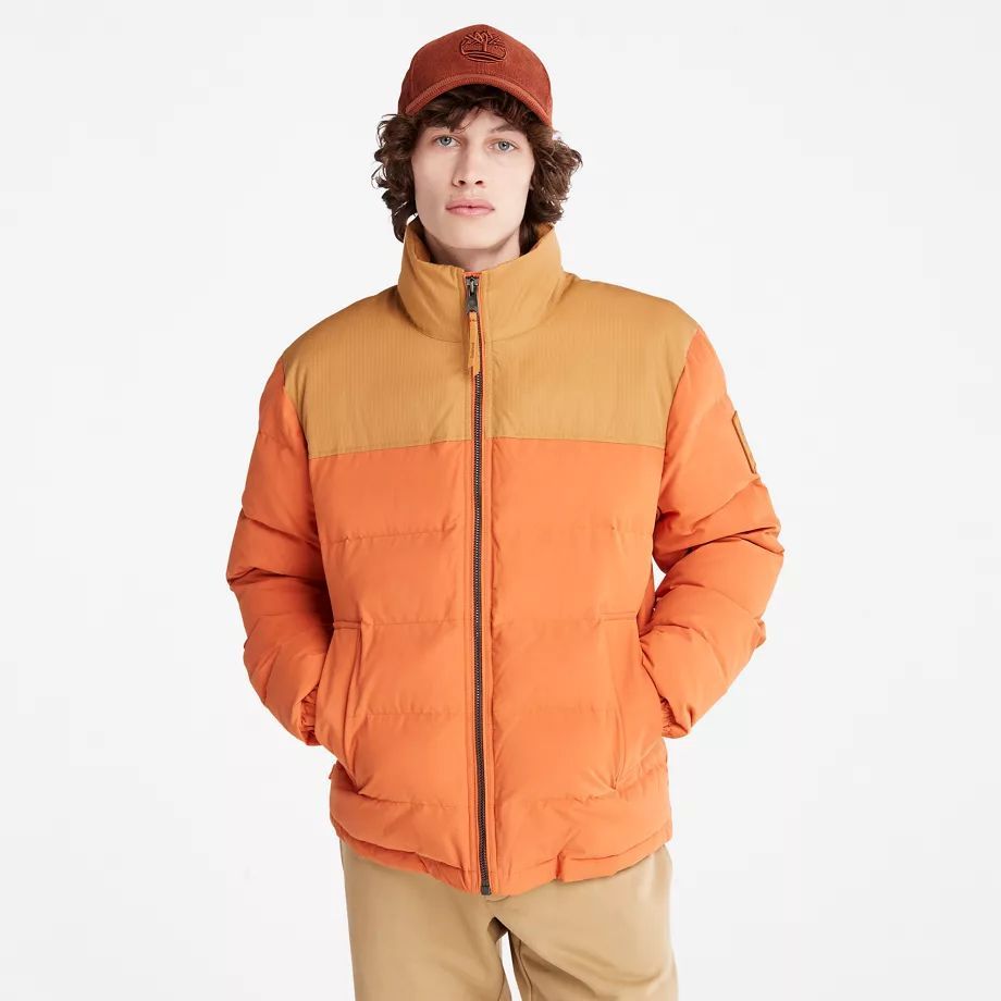 Welch Mountain Puffer Jacket For Men In Orange Light Brown, Size M