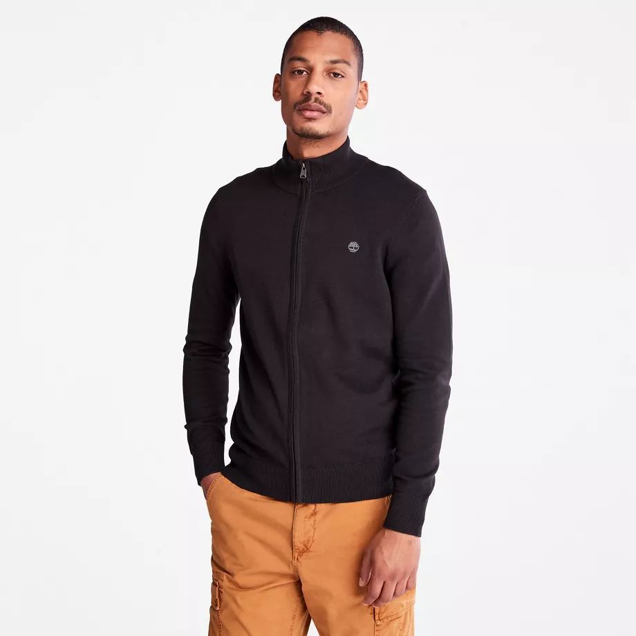 Williams River Full-zip Sweater For Men In Black Black, Size S