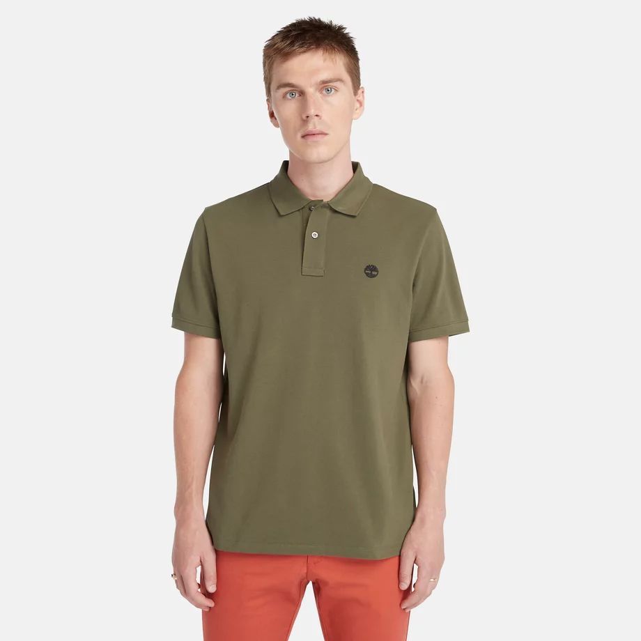 Millers River Pique Polo Shirt For Men In Dark Green Green, Size M