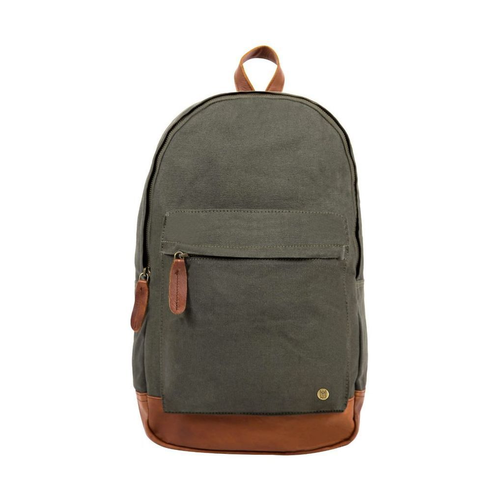 MAHI Leather - Leather & Canvas Classic Backpack In Forest Green