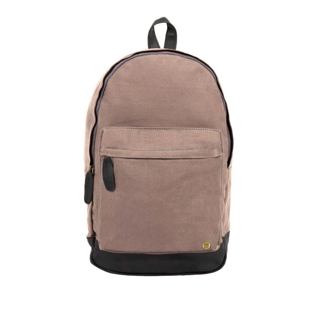 MAHI Leather - Leather Canvas Classic Backpack Rucksack In Grey