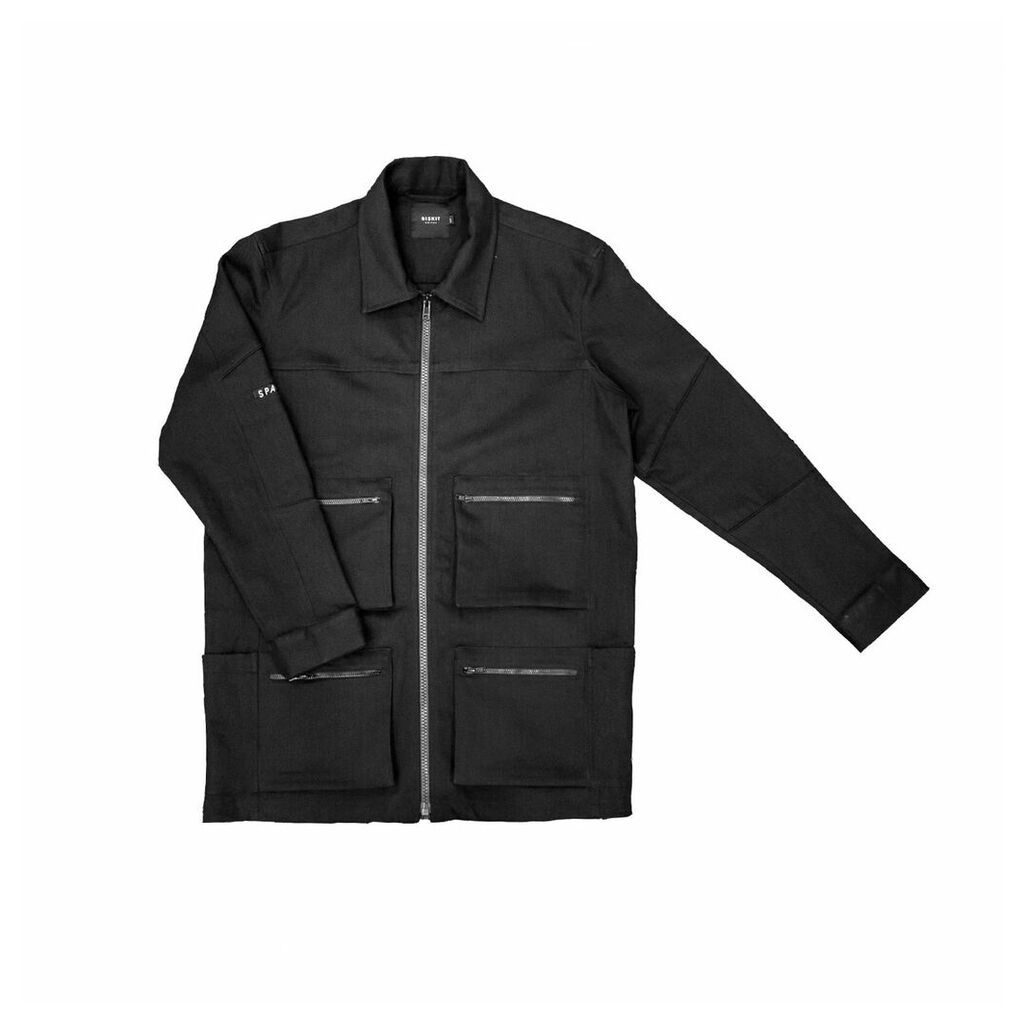 BISKIT - Black Unisex Denim Jacket with Astro Print
