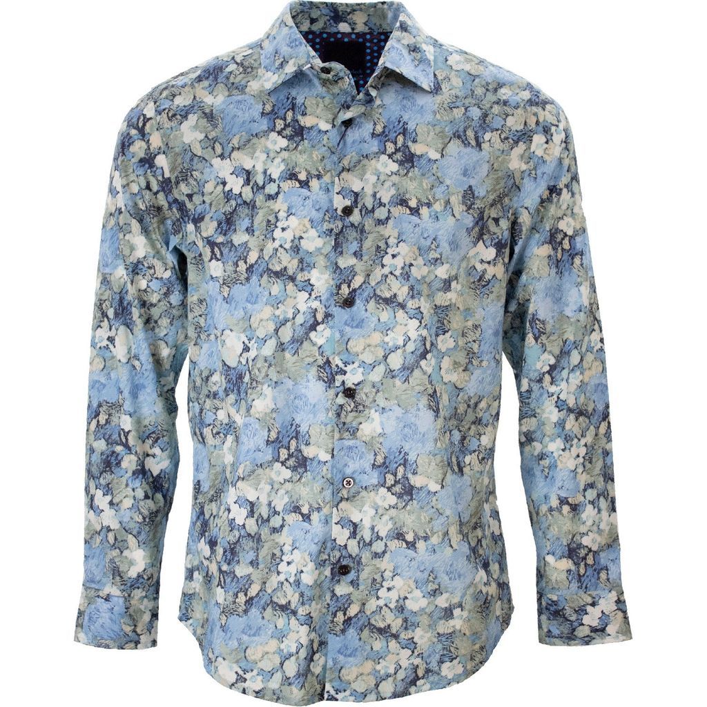 Lords of Harlech - Norman Painters Floral Blue Shirt
