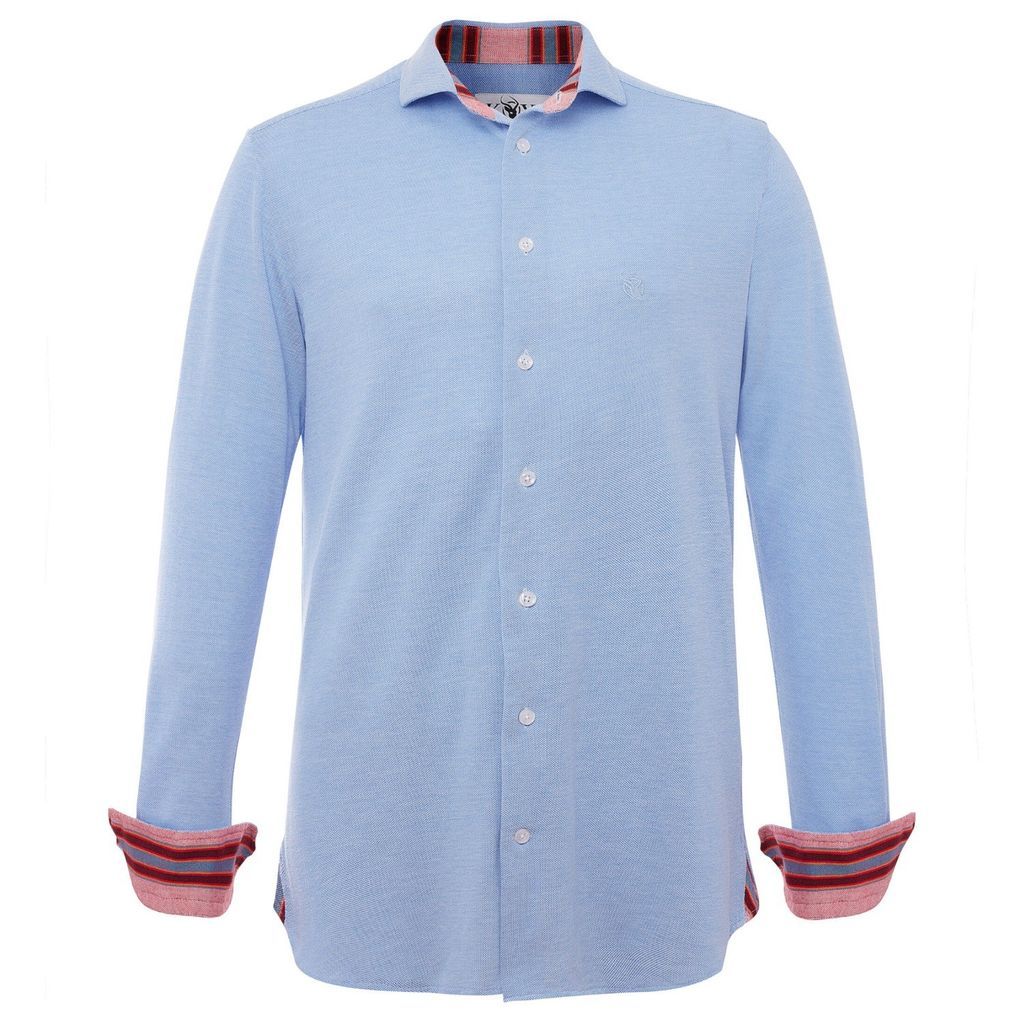 KOY Clothing - Jiwe Blue Pique Cotton Shirt
