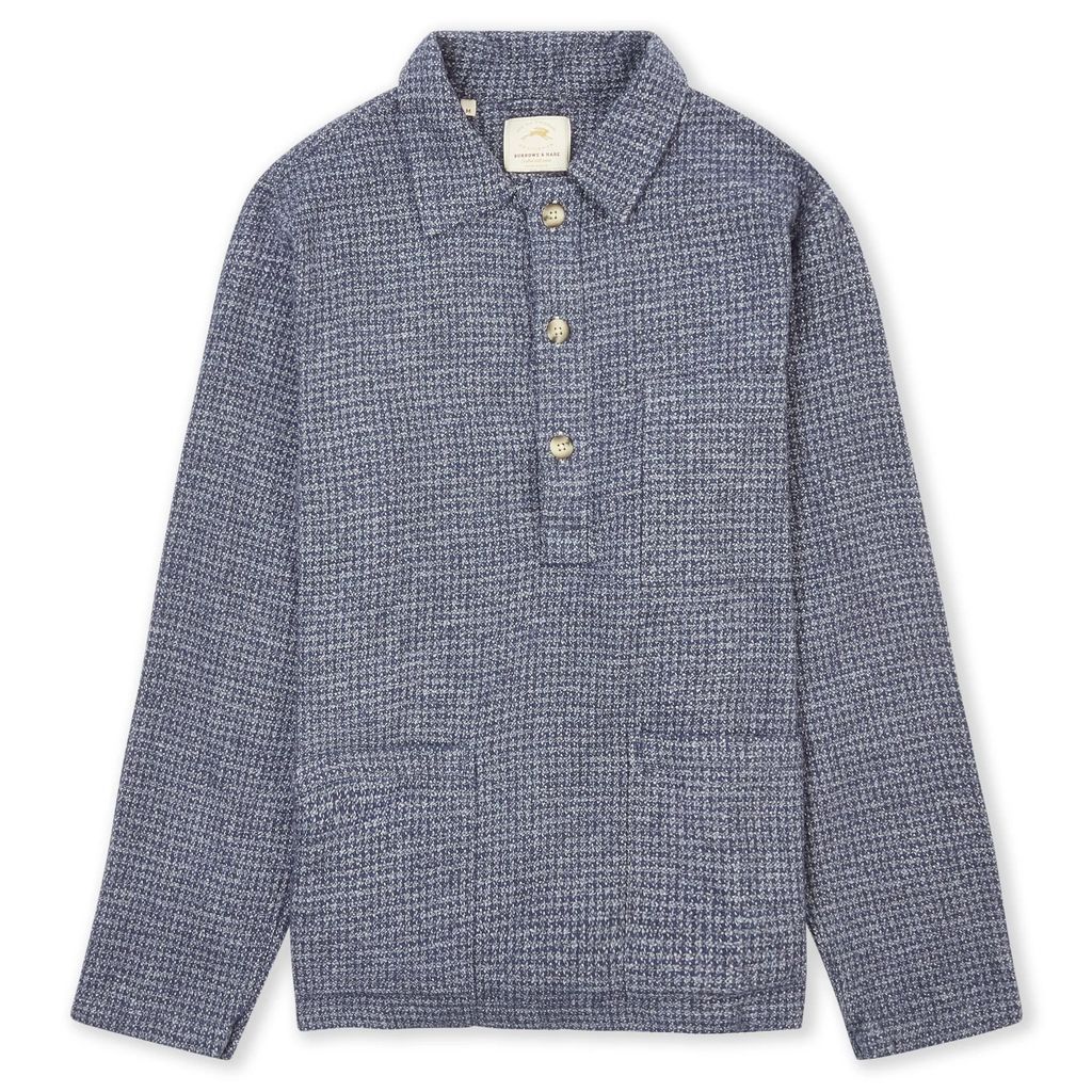 Burrows & Hare - Houndstooth Pull Over Shirt - Blue